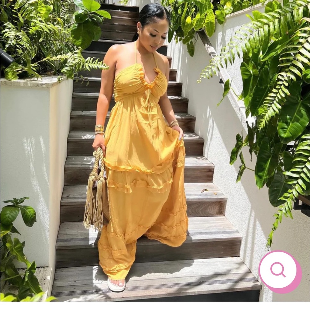 Minaa Monroe Tea Time Maxi Dress - Mustard Yellow